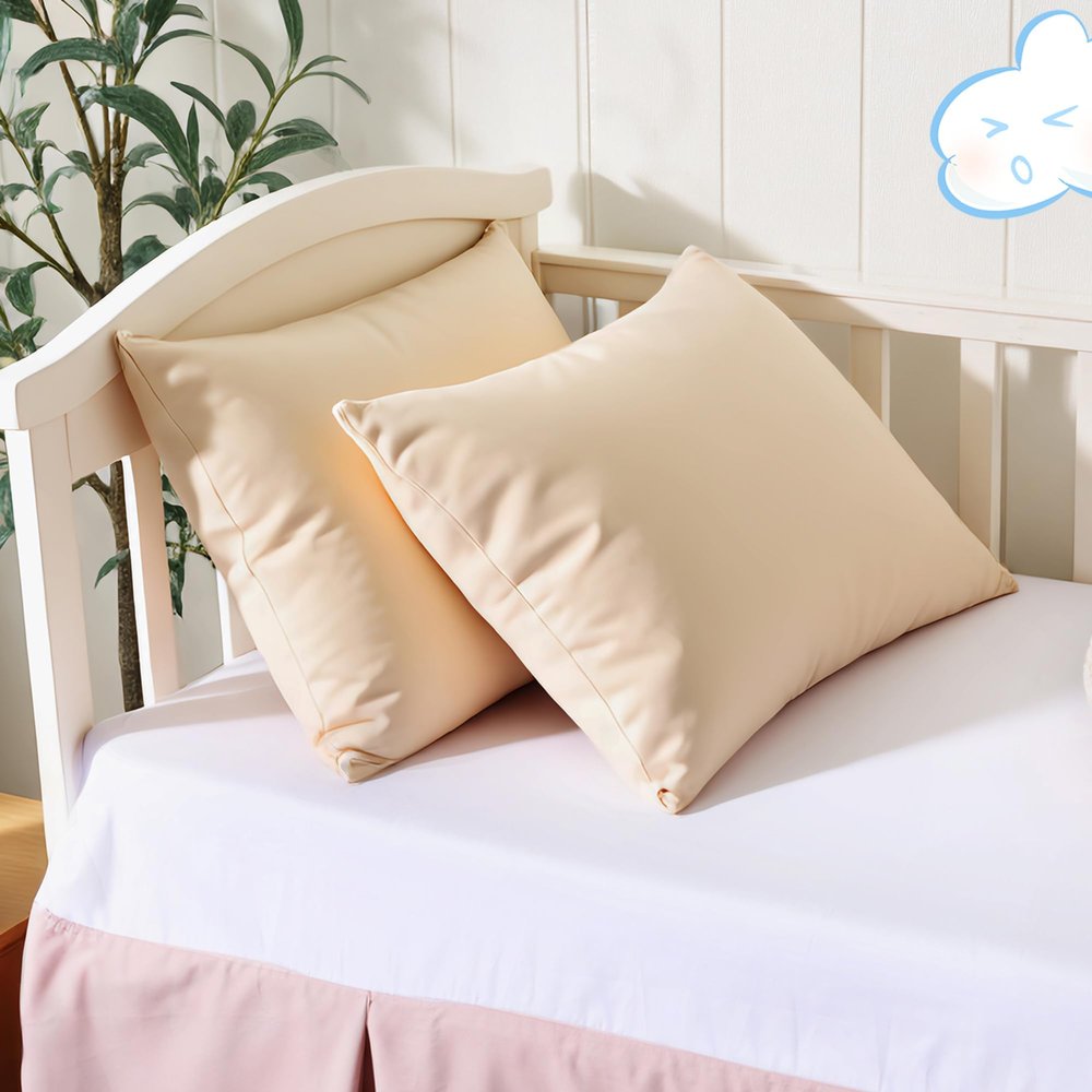 100% Cotton Toddler Pillow Protectors with Invisible Zipper, 600 Thread Count Sateen Wave Soft Breathable Hypoallergenic Nursery Pillowcases for Kids, 13x18 Inches, Set of 2
