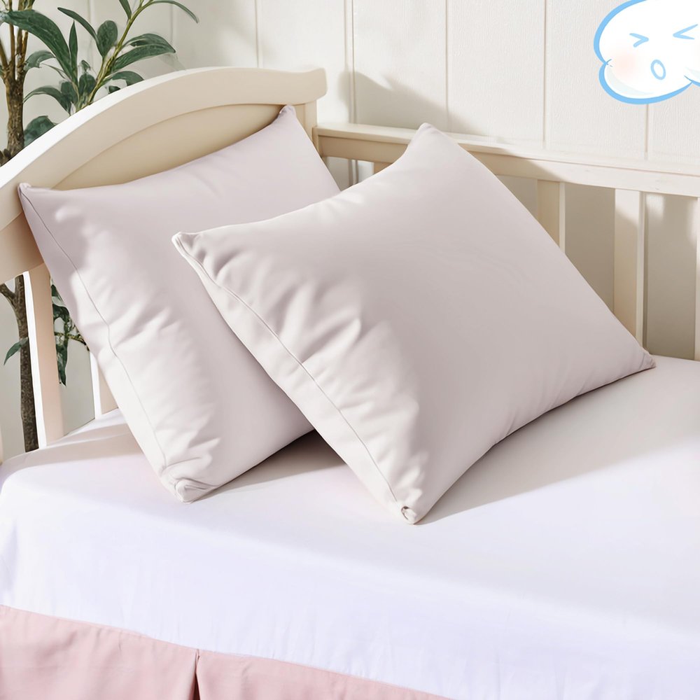 100% Cotton Toddler Pillow Protectors with Invisible Zipper, 600 Thread Count Sateen Wave Soft Breathable Hypoallergenic Nursery Pillowcases for Kids, 13x18 Inches, Set of 2