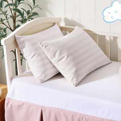 100% Cotton Toddler Pillow Protectors with Invisible Zipper, 600 Thread Count Sateen Wave Soft Breathable Hypoallergenic Nursery Pillowcases for Kids, 13x18 Inches, Set of 2