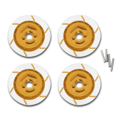 equlup 4pcs Aluminum Alloy Wheel with Dowel RC Car 12mm Hex Brake Disc Wheel Disc Accessory Fit for HSP94123/R31 1/10 RC Car Accessories (Yellow)