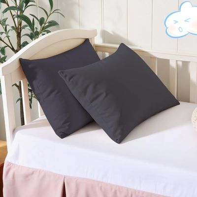 100% Cotton Toddler Pillow Protectors with Invisible Zipper, 600 Thread Count Sateen Wave Soft Breathable Hypoallergenic Nursery Pillowcases for Kids, 13x18 Inches, Set of 2