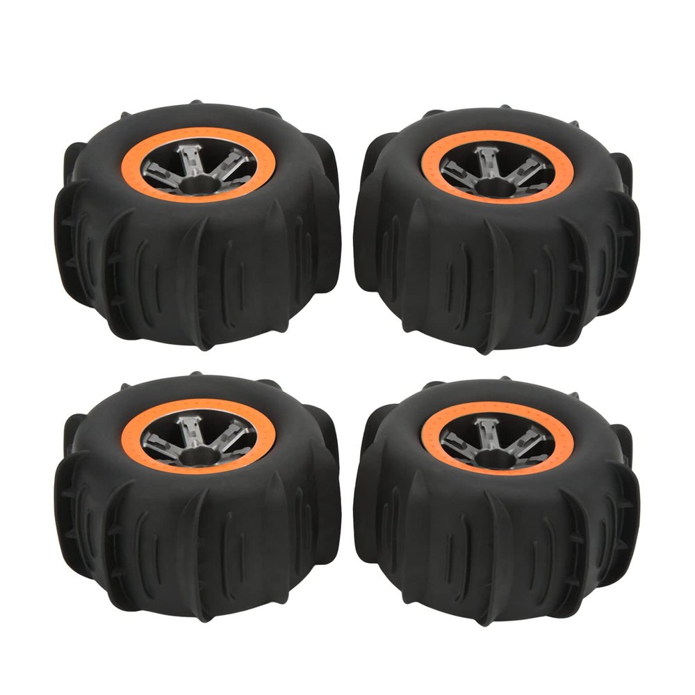 Alomejor 4pcs RC Beach Wheel, Multifunction Rubber Car Wheel Made of Plastic and Rubber Material for 1/12 1/10 Cars