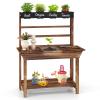 KOTEK Kids Potting Bench, Fir Wood Outdoor Mud Table with 4 Pots, Chalkboard, Removable Sink, Storage Shelves, Mud Kitchen for Kids Outdoor Garden, Gift for Boys Girls 3+ view 1