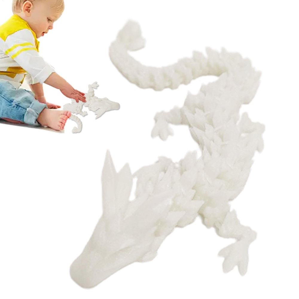 3D Printed Dragon Articulated Fidget Dragon - Crystal Dragon 3D Printed 11.8 Inches
