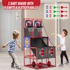 HYES 2 in 1 Dual Shot Basketball Arcade Game with 2 Dart Boards/Electronic Scoreboard/LED Light, Kids Basketball Hoop for Home Indoor Outdoor, Sport Toys for Boys Girls view 4