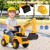 GLACER Ride on Excavator, Kids Bulldozer Digger Toy with Adjustable Shovel, Anti-Tipping Block & Horn Sound, Foot to Floor Construction Vehicle with Hidden Storage for 19-36 Months Boys Girls view 2