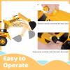 GLACER Ride on Excavator, Kids Bulldozer Digger Toy with Adjustable Shovel, Anti-Tipping Block & Horn Sound, Foot to Floor Construction Vehicle with Hidden Storage for 19-36 Months Boys Girls view 3