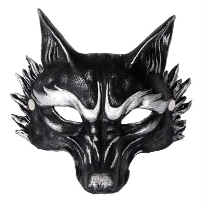 Satisyo Halloween 3D Animal Mask Masquerade Party Costume Therian Masks Bear Dog Dragon Wolf Fox Mask (Silver Black 3D Fox Design)