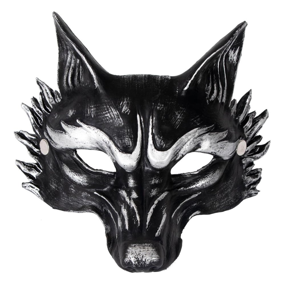 Satisyo Halloween 3D Animal Mask Masquerade Party Costume Therian Masks Bear Dog Dragon Wolf Fox Mask (Silver Black 3D Fox Design)