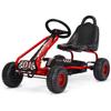 CLEEMAN Go Kart for Kids, Pedal Powered 4 Wheel Go Cart w/Steering Wheels & Adjustable Seat, Manual Brake, Non-Slip Wheels, Outdoor Indoor Pedal Foot Racer for Boy Girl (Red) view 1