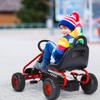 CLEEMAN Go Kart for Kids, Pedal Powered 4 Wheel Go Cart w/Steering Wheels & Adjustable Seat, Manual Brake, Non-Slip Wheels, Outdoor Indoor Pedal Foot Racer for Boy Girl (Red) view 2