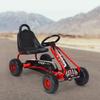 CLEEMAN Go Kart for Kids, Pedal Powered 4 Wheel Go Cart w/Steering Wheels & Adjustable Seat, Manual Brake, Non-Slip Wheels, Outdoor Indoor Pedal Foot Racer for Boy Girl (Red) view 3