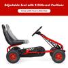CLEEMAN Go Kart for Kids, Pedal Powered 4 Wheel Go Cart w/Steering Wheels & Adjustable Seat, Manual Brake, Non-Slip Wheels, Outdoor Indoor Pedal Foot Racer for Boy Girl (Red) view 4