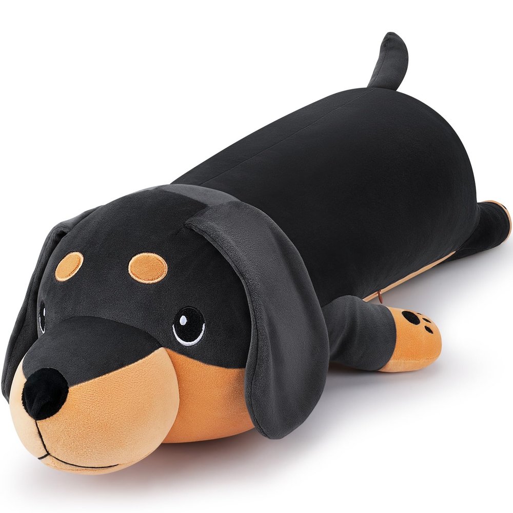 30'' Giant Black Dachshund Dog Plush Stuffed Animal- Big Weiner Dog Plush Pillow Plushies, Large Dachshund Plush Toy, Hugging Weiner Dog Stuffed Animal, Birthday Gifts for Kids Valentines Day Gift