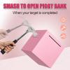 Adult Piggy Bank, Stainless Steel Piggy BankMetal Saving Box, Piggy Bank for Adults Must Break to Open (Pink, 5.9 inches) view 4