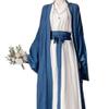 7vcraft Hanfu Dress, Ancient China Song Dynasty Traditional Costume, Hanfu Set 3 Pieces (2 Robes + belt), Long Dress, Green+Beige, Blue+White (Outer Blue + Inner White, S) view 1