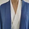 7vcraft Hanfu Dress, Ancient China Song Dynasty Traditional Costume, Hanfu Set 3 Pieces (2 Robes + belt), Long Dress, Green+Beige, Blue+White (Outer Blue + Inner White, S) view 4