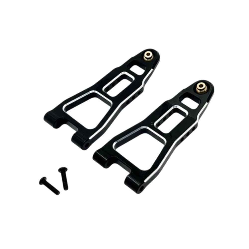 Colaxi 2 Pieces Upgraded Front Lower Arm 1/12 Scale RC Car Upgrades Accessories Replaces RC Car Front Lower Swing Arm Aluminum Alloy, Black Silver