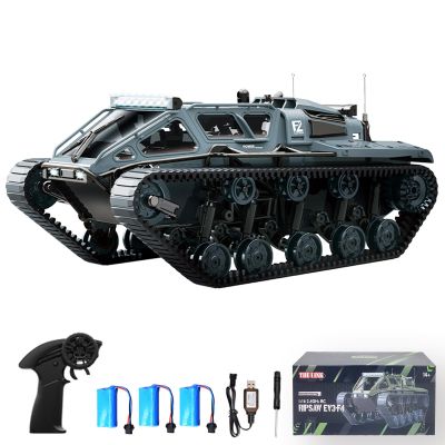 Authticar RC Tank Car, 1:16 Scales Transport Military Vehicle RC Tank, 4WD RTR Off Road RC Crawler with 360Rotating Drifting Dual Motor Gearbox Proportional Control Military Truck RC Toy for Adult