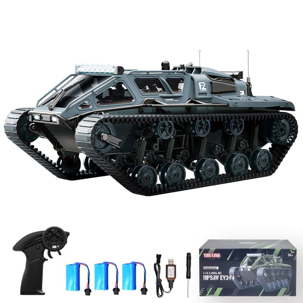 Authticar RC Tank Car, 1:16 Scales Transport Military Vehicle RC Tank, 4WD RTR Off Road RC Crawler with 360Rotating Drifting Dual Motor Gearbox Proportional Control Military Truck RC Toy for Adult