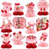 12 Pcs Strawberry Baby Shower Decoration Strawberry Honeycomb Centerpiece a Berry Sweet Baby Is on the Way Table Topper 3D Double Sided Table Decoration for Birthday Baby Shower Party Favors view 1