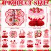 12 Pcs Strawberry Baby Shower Decoration Strawberry Honeycomb Centerpiece a Berry Sweet Baby Is on the Way Table Topper 3D Double Sided Table Decoration for Birthday Baby Shower Party Favors view 2