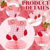 12 Pcs Strawberry Baby Shower Decoration Strawberry Honeycomb Centerpiece a Berry Sweet Baby Is on the Way Table Topper 3D Double Sided Table Decoration for Birthday Baby Shower Party Favors view 3
