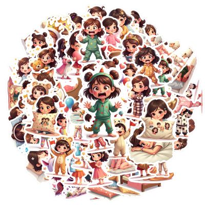 100Pcs Cartoon Girl Stickers, Waterproof Girl Sticker for Water Bottle Laptop Phone Cases Planner Skateboard Luggage Helmet Party Favor Decor, Ideal for Adults Teens Teacher Rewards