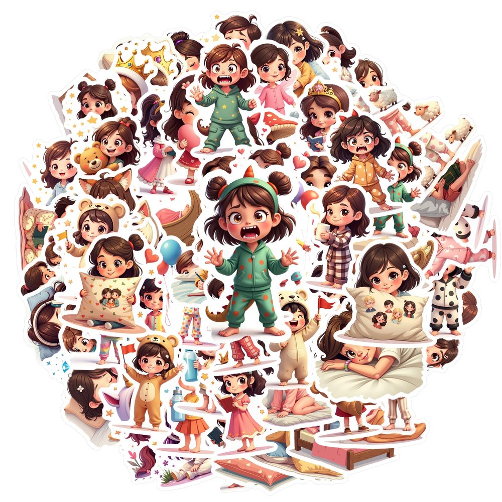 100Pcs Cartoon Girl Stickers, Waterproof Girl Sticker for Water Bottle Laptop Phone Cases Planner Skateboard Luggage Helmet Party Favor Decor, Ideal for Adults Teens Teacher Rewards