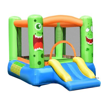 GLACER Inflatable Bounce House, Blow Up Jumping Castle with Slide, Jumping Area, Basketball Hoop, Oxford Carry Bag, Repair Kit, Indoor Outdoor Bouncy House for Kids, Backyard (Without Blower)