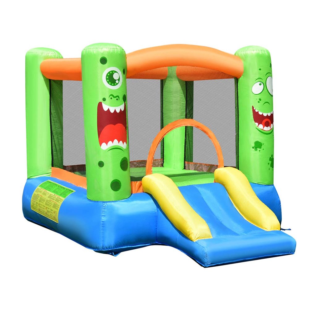 GLACER Inflatable Bounce House, Blow Up Jumping Castle with Slide, Jumping Area, Basketball Hoop, Oxford Carry Bag, Repair Kit, Indoor Outdoor Bouncy House for Kids, Backyard (Without Blower)