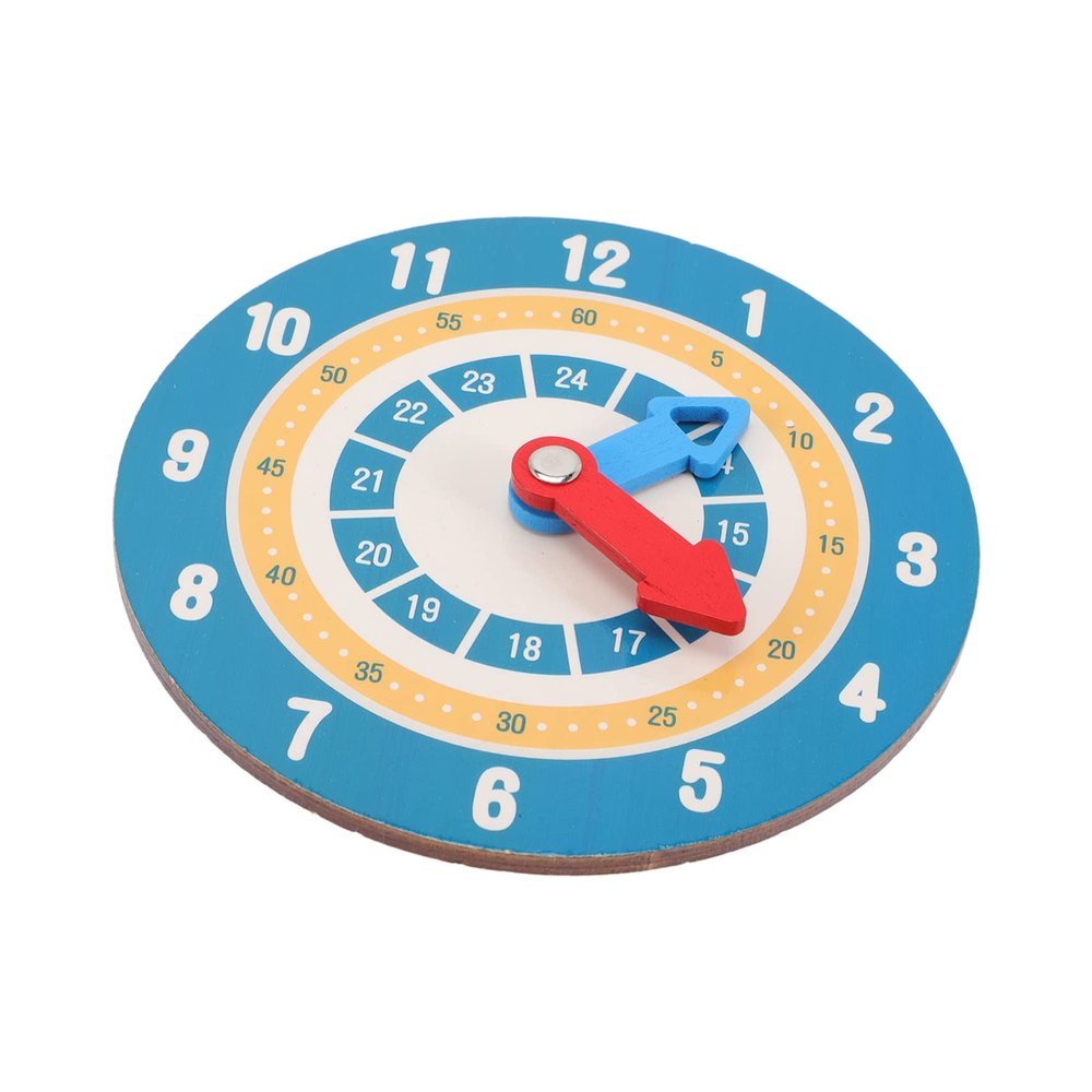 GRIRIW Wooden Teaching Clock for Boys and Girls Math Learning Tool for Home and Classroom Safe and Smooth Edges Engaging Learning for Toddlers and Preschoolers