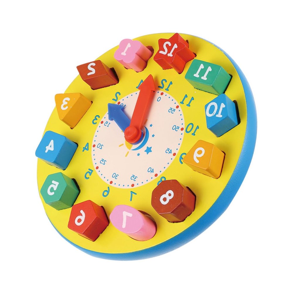 GLSTOY Shape Number Clock for Educational Teaching Time for Preschool and Kindergarten Colorful Learning Clock for Early Childhood Development