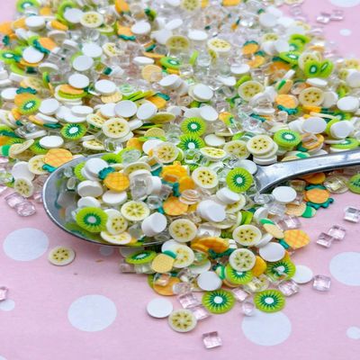 Pastel Tropical Fake Sprinkles with Fruit Slices and Resin Ice Chunks, Miniature Sprinkles for Crafts, Fake Bake, Slime, Decoden (15 gram bag)