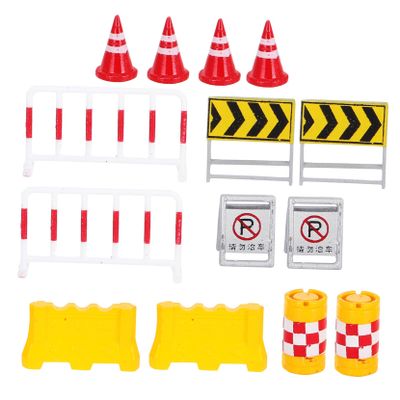 CORHAD 14pcs Miniature Traffic Cones and Road Signs Playset Realistic Sand Tray Accessories for Boys and Girls Dioramas and Photography Lightweight and Easy to Clean