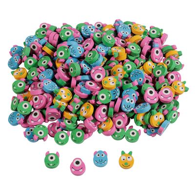 1/2" Bulk 500 Pieces Mini Halloween Monster Face Rubber Eraser Assortment Assorted Perfect for Party Favors, Classroom Rewards, and Trick-or-Treat
