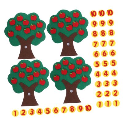 HOOTNEE 4 Sets Felt Apples Tree for Handmade Counting Apples Game for Kindergarten Math Area Educational Felt with Colorful s Fun Learning Activity