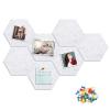 8 Packs Hexagon Felt Pin Board, 12" Bulletin Board with 30 Push Pins, Felt Board for Home Kitchen Office Decor, Self-Adhesive Corkboard Tiles for Walls School Message Photos Memos-Gray view 1