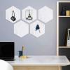 8 Packs Hexagon Felt Pin Board, 12" Bulletin Board with 30 Push Pins, Felt Board for Home Kitchen Office Decor, Self-Adhesive Corkboard Tiles for Walls School Message Photos Memos-Gray view 4