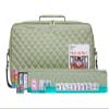American Mahjong Set Green" - Quilted PU Leather Carrying Bag with Shoulder Strap & Handles, All-in-One Tile Racks with Pushers, 166 Engraved Tiles, Dice, Bettor, Extra Tiles & Instructions view 1