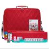 American Mahjong Set Red" - Quilted PU Leather Carrying Bag with Shoulder Strap & Handles, All-in-One Tile Racks with Pushers, 166 Engraved Tiles, Dice, Bettor, Extra Tiles & Instructions view 1
