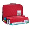 American Mahjong Set Red" - Quilted PU Leather Carrying Bag with Shoulder Strap & Handles, All-in-One Tile Racks with Pushers, 166 Engraved Tiles, Dice, Bettor, Extra Tiles & Instructions view 2