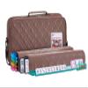 American Mahjong Set Coffee" - Quilted PU Leather Carrying Bag with Shoulder Strap & Handles, All-in-One Tile Racks with Pushers, 166 Engraved Tiles, Dice, Bettor, Extra Tiles & Instructions view 2