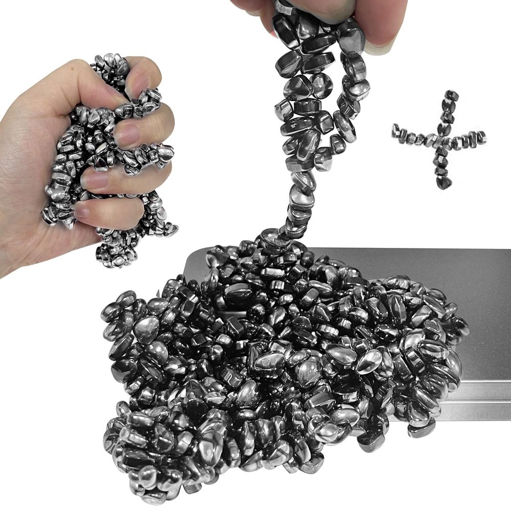 1000pcs Ferrite Putty Fidget Toys, Magnetic Stones Fidget Toys Adults, Desk Fidgets Toys for Stress and Anxiety Relief and Kill Time, Novelty Adults Gifts Black