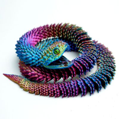 23.6inch 3D Printed Snake Models,Movable Teeth,Flexible Joint Animal lacertid Figurines, Stress Relief, Fidget restlessness, ADHD Toys, Surprise Fantasy Gifts (ColorA)