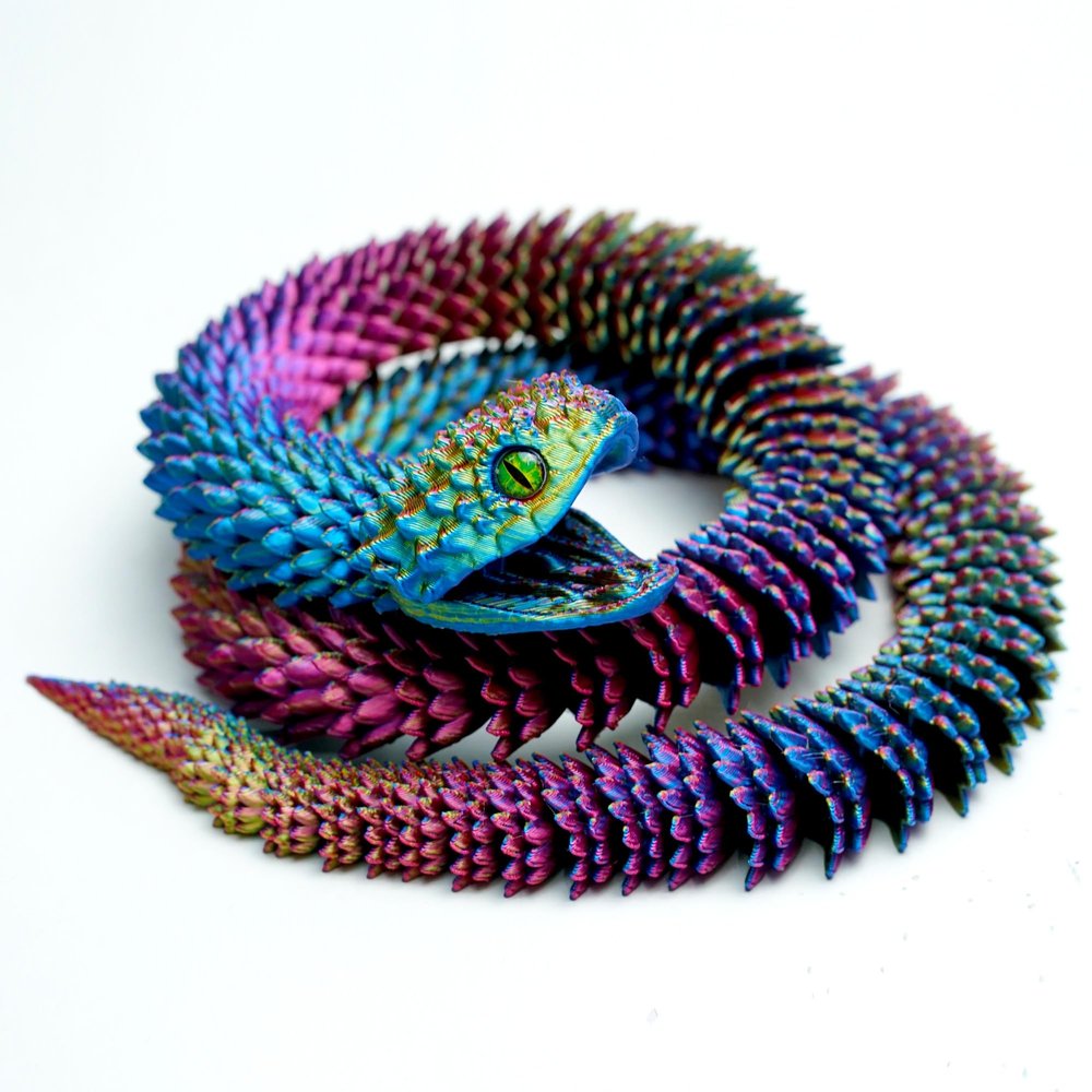 23.6inch 3D Printed Snake Models,Movable Teeth,Flexible Joint Animal lacertid Figurines, Stress Relief, Fidget restlessness, ADHD Toys, Surprise Fantasy Gifts (ColorA)
