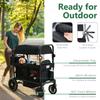 Kinder King Folding Wagon Stroller for 2 Kids, All-Terrain Baby Stroller Wagon Outdoor, Removable Canopy 2 Seater, Adjustable Handle, Shock-Absorbing Wheel, Detachable Tray, Parent Organizer, Black view 2
