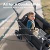 Kinder King Folding Wagon Stroller for 2 Kids, All-Terrain Baby Stroller Wagon Outdoor, Removable Canopy 2 Seater, Adjustable Handle, Shock-Absorbing Wheel, Detachable Tray, Parent Organizer, Black view 3