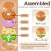 BUYGER Play Food Sets for Kids Kitchen, Wooden Fast Food Hamburger Play Set, Pretend Play Kitchen Accessories Toy Food Gifts for Ages 3 4 5 Years Old Toddler Kids Boys Girls view 2