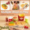 BUYGER Play Food Sets for Kids Kitchen, Wooden Fast Food Hamburger Play Set, Pretend Play Kitchen Accessories Toy Food Gifts for Ages 3 4 5 Years Old Toddler Kids Boys Girls view 3